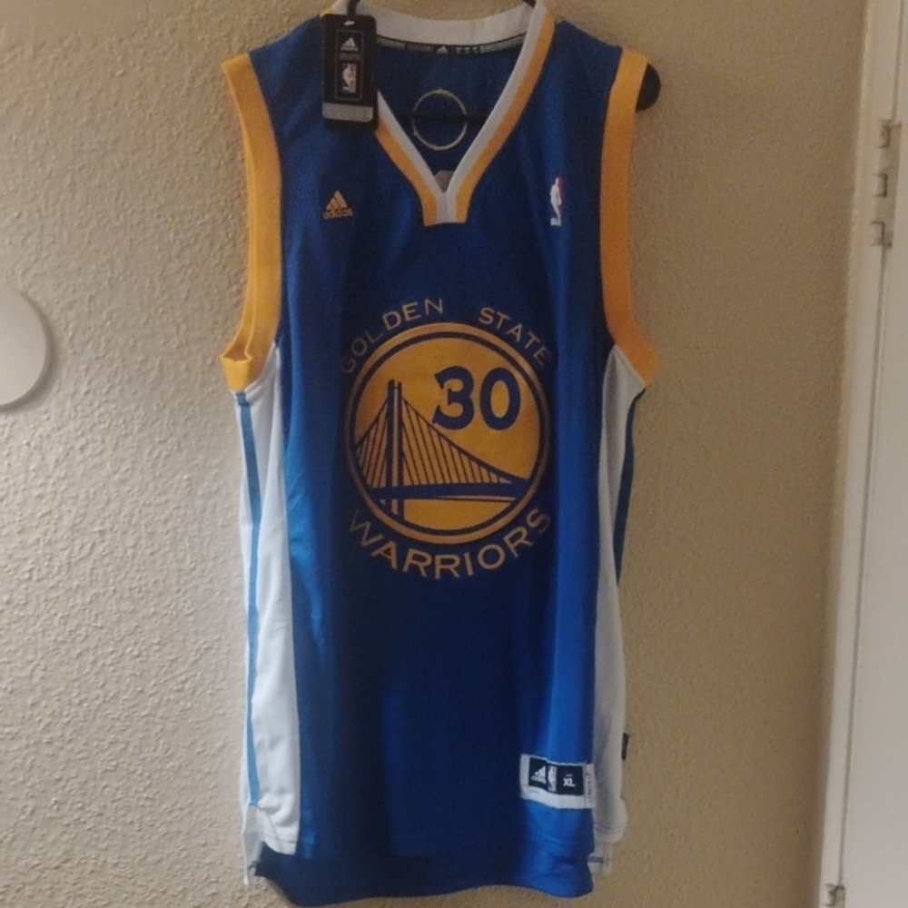 Steph Curry Adidas Blue and Yellow Basketball Jersey Warriors Edition